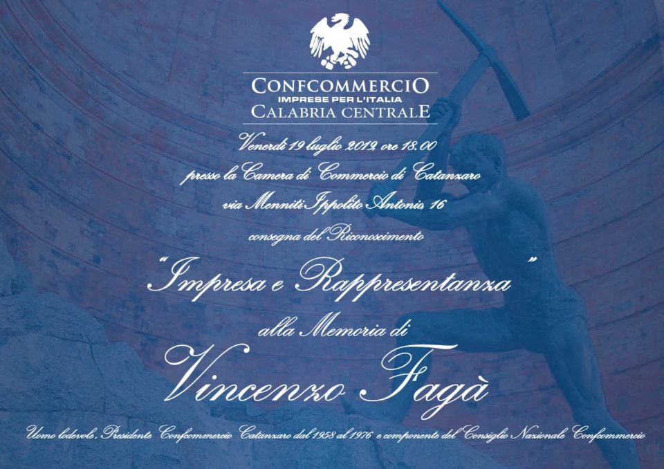 Riconoscimento alla memoria del dr. Vincenzo Fagà